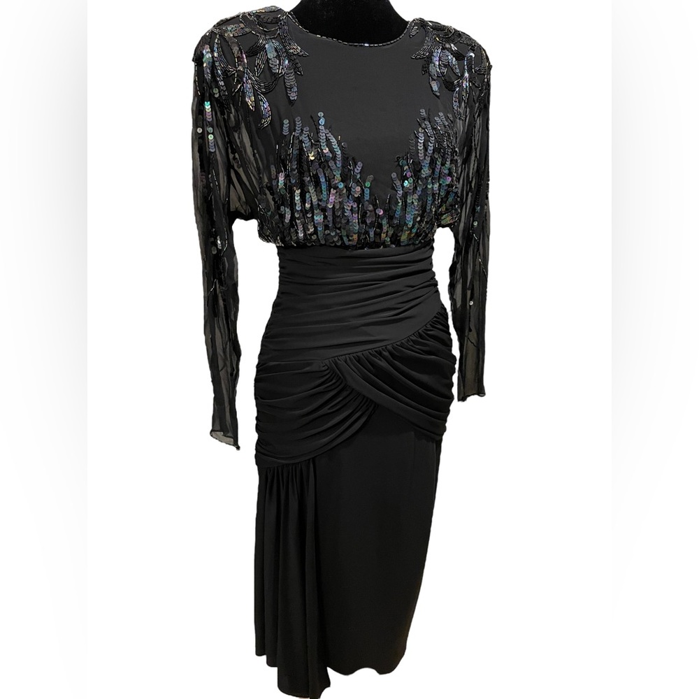 Casadei Black Sequin Midi Dress